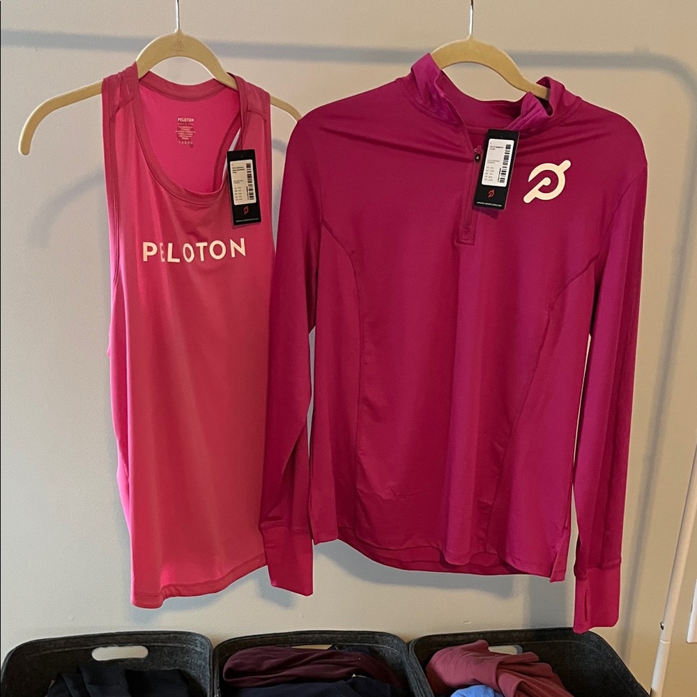 Peloton Fuchsia Tank and Pullover Set